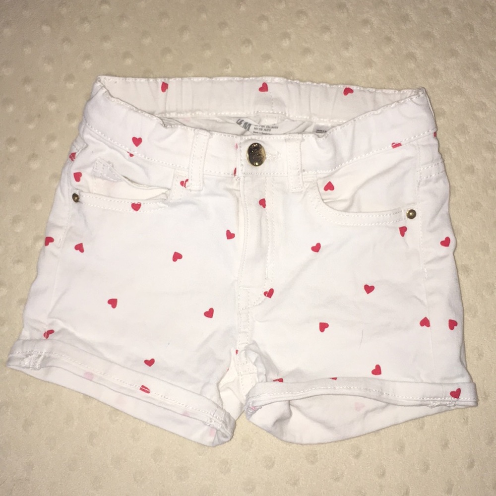 H&M girls white shorts with red hearts